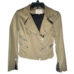 IRO Khaki Utility Jacket with Zipper Details in size 0